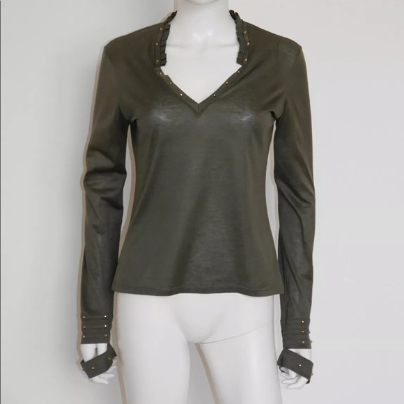 Gucci Tom Ford ruffle neck with gold studs hardware xs - Picture 1 of 6